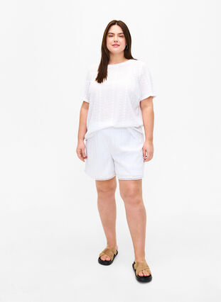 Shorts à motif texturé, Bright White, Model image number 3