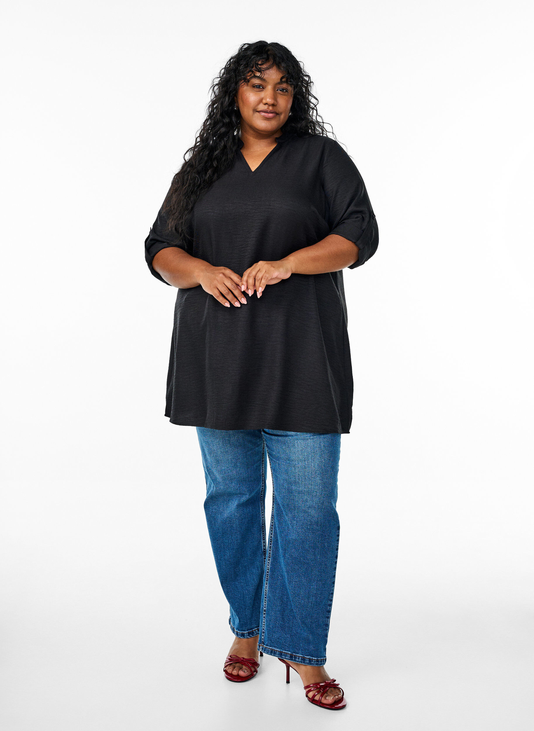 ZizziTuniek met ronde hals, Zwart, Model image number 1