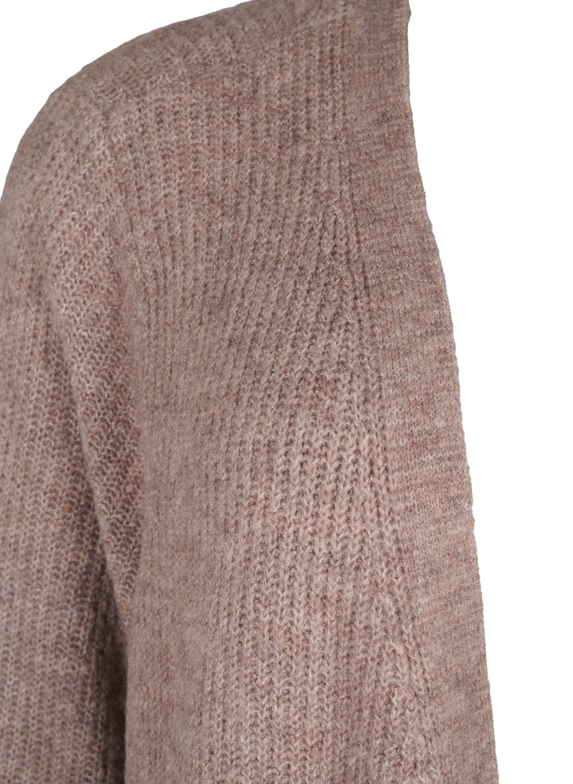 ZizziFLASH - Geribde cardigan met splitten, Brown Lentil Melange, Packshot image number 2