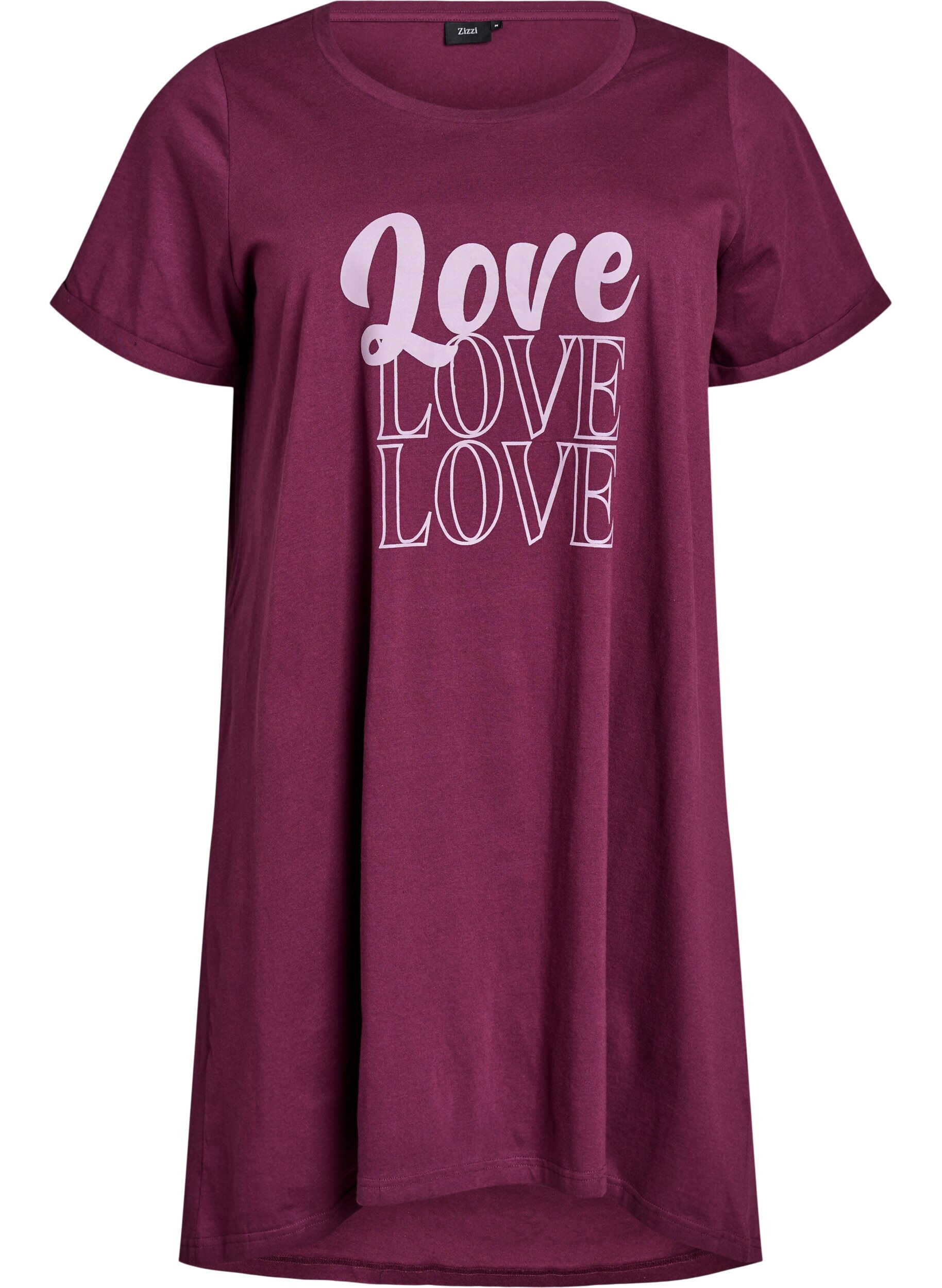 ZizziNachtjapon met korte mouwen van biologisch katoen, Donker Bordeaux, Packshot image number 0