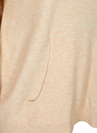 Gemeleerde gebreide hoodie met zak, Pumice Stone Mel., Packshot image number 3