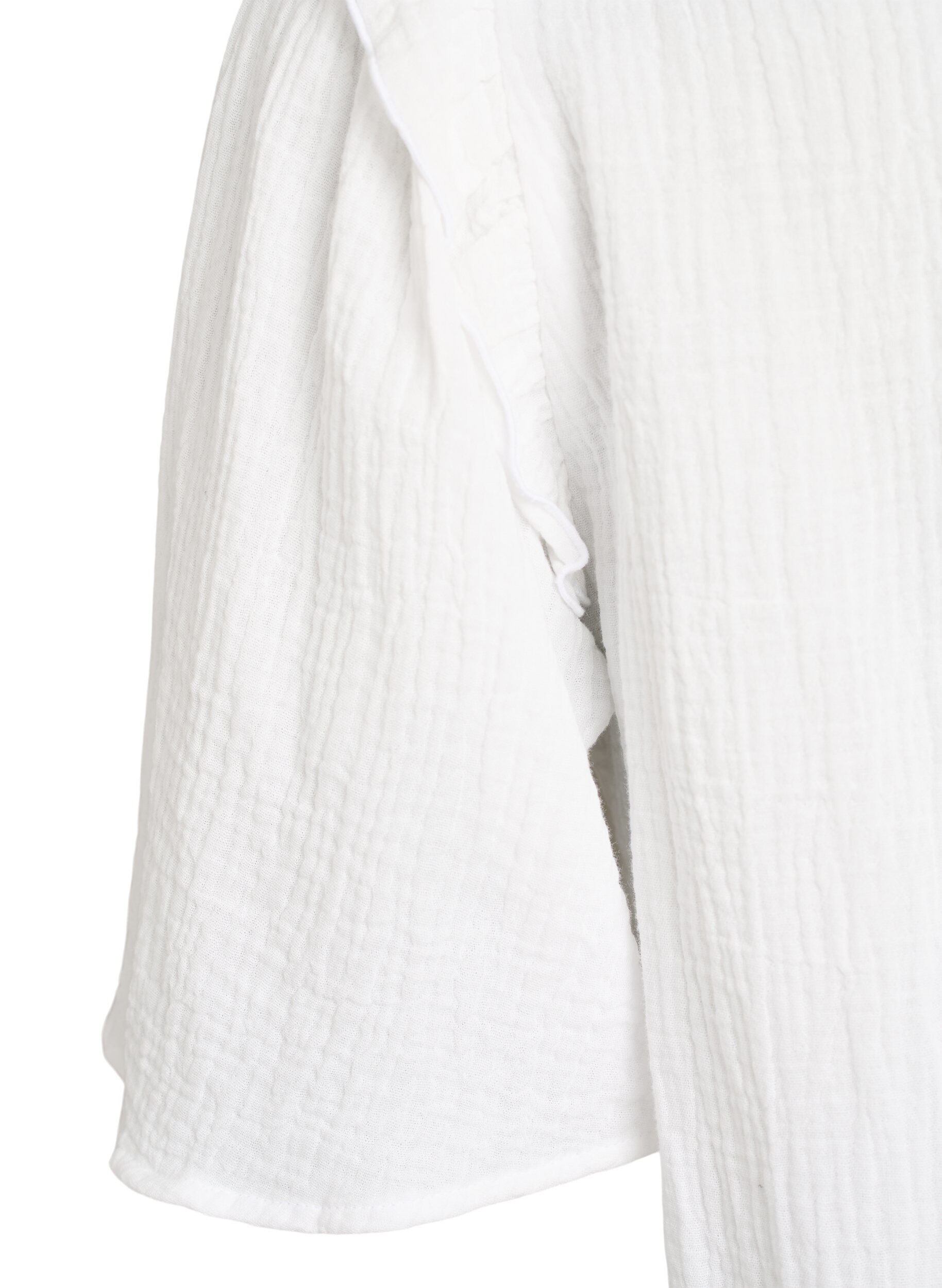 Zizzi Blouse en mousseline de coton avec broderie anglaise et manches 1/2, Blanc, Packshot image number 3