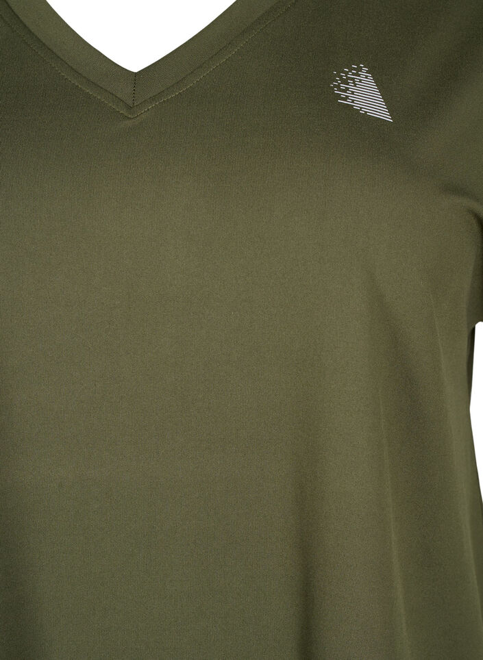T-shirt de sport avec col en V, Forest Night, Packshot image number 2