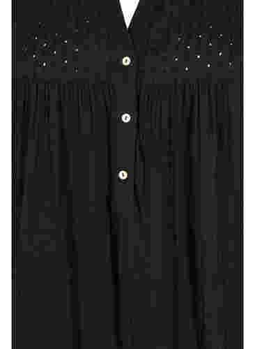 Tunique en coton avec broderie anglaise, Black, Packshot image number 2