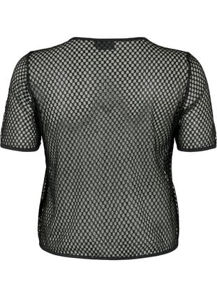 Mesh blouse met korte mouwen, Black, Packshot image number 1