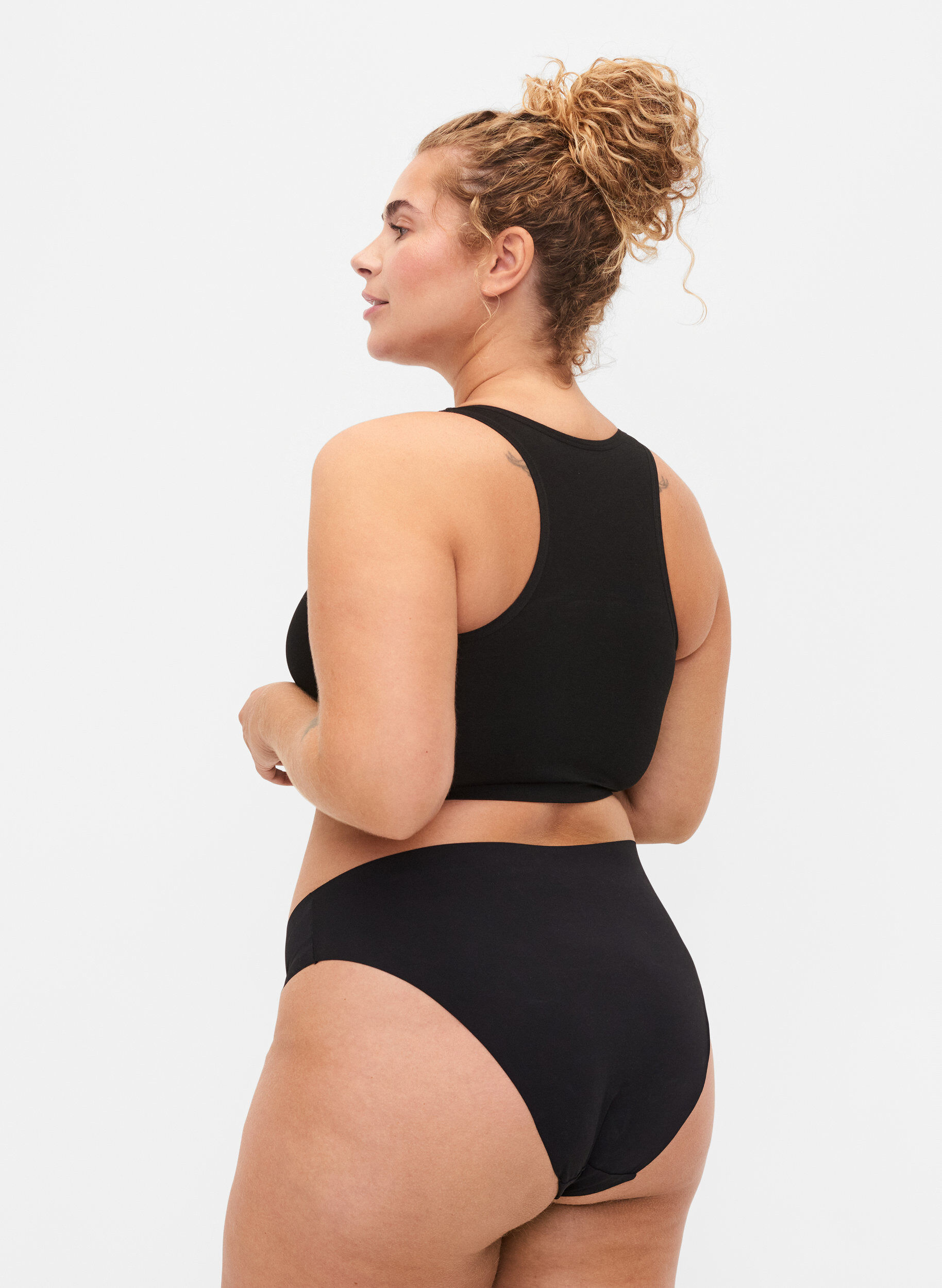 ZizziSet van 2 naadloze slips, Black, Model image number 1