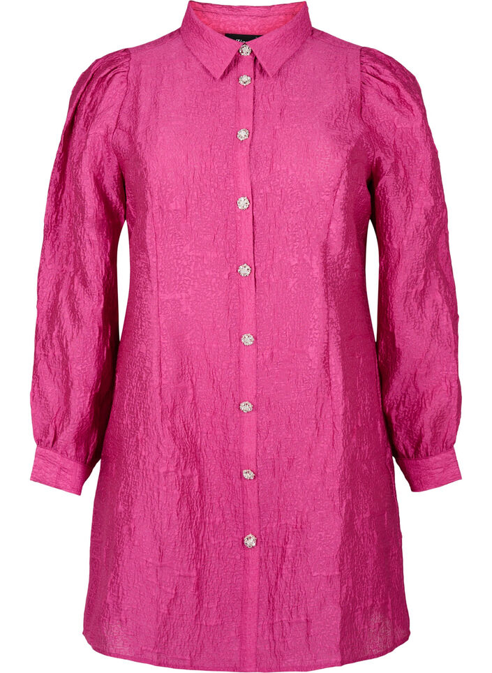 Robe chemise avec texture et boutons perle, Cactus Flower, Packshot image number 0