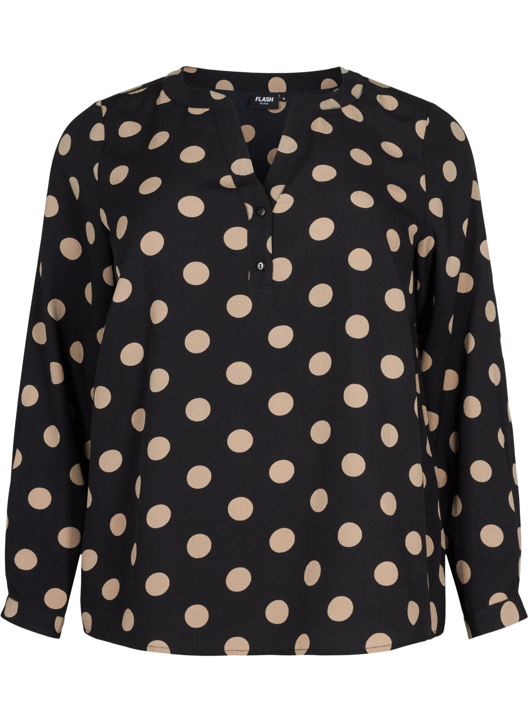 ZizziFLASH - Blouse met lange mouwen en print, Black Brown Dot, Packshot image number 0