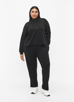 Sweatshirt van modalmix met hoge hals, Black, Model image number 2