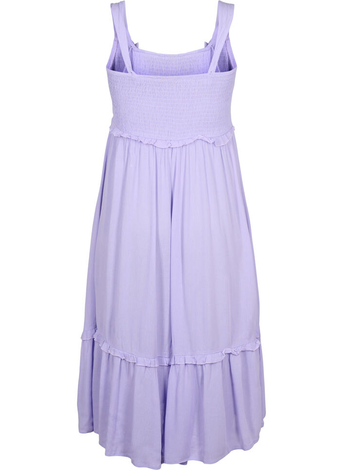 Robe midi en viscose avec smock, Lavender, Packshot image number 1
