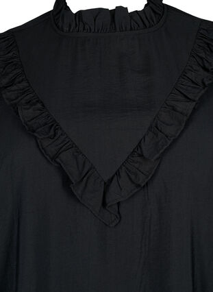 Viscose blouse met franjes., Black, Packshot image number 2