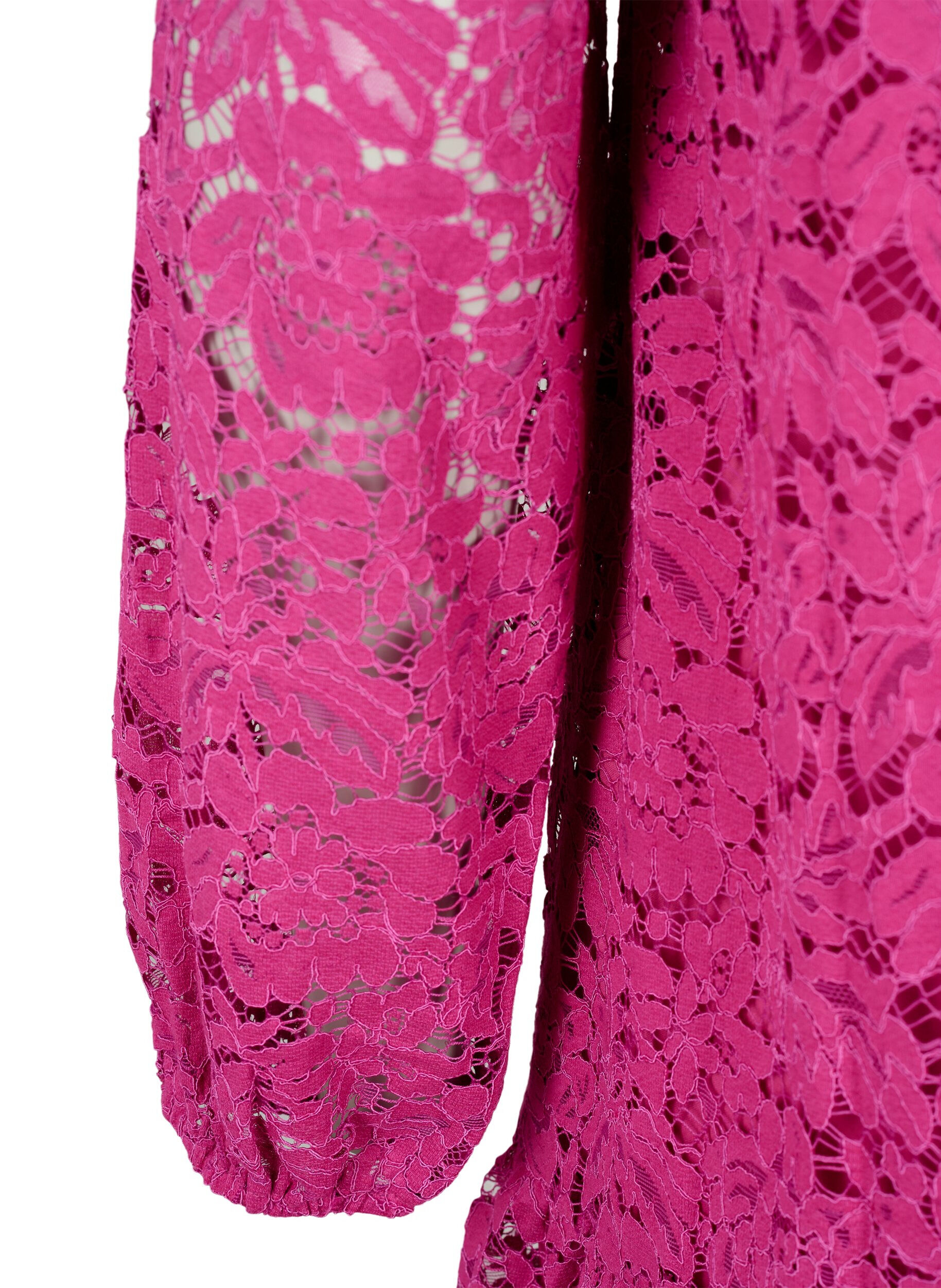 Zizzi Robe en dentelle avec boutons et forme en A, Festival Fuchsia, Packshot image number 3