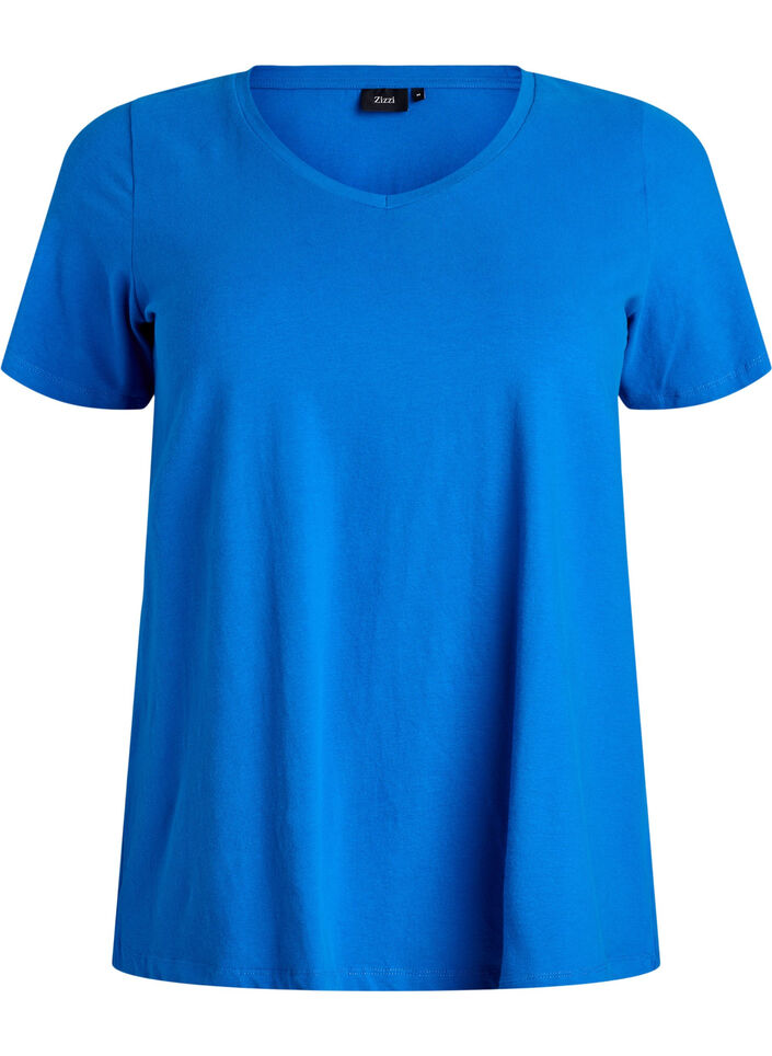 Effen basic katoenen T-shirt, Blauw, Packshot image number 0