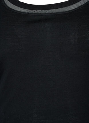 Maillot de corps en laine douce avec bord en résille, Black, Packshot image number 2