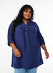 Tunique en mousseline de coton avec broderie anglaise, Bleu, Model image number 0