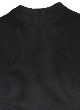 Haut sans manches en coton à col montant en qualité côtelé, Black, Packshot image number 2