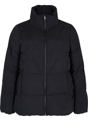 Manteau d'hiver court avec fermeture Éclair et col montant, Black, Packshot image number 0