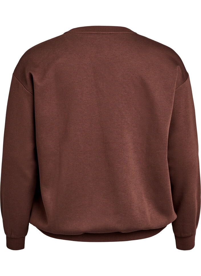 Sweatshirt met geborduurde tekst, Bruin, Packshot image number 1