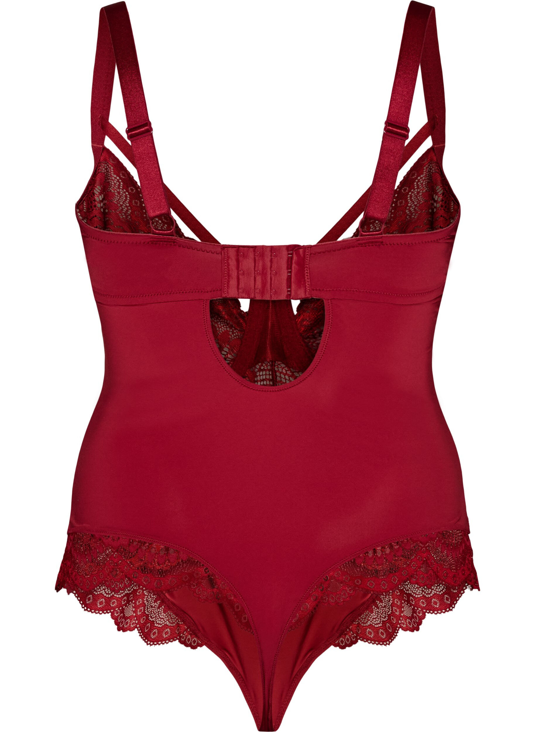 ZizziBody van kant met beugels en bandjesdetails, Rood, Packshot image number 1