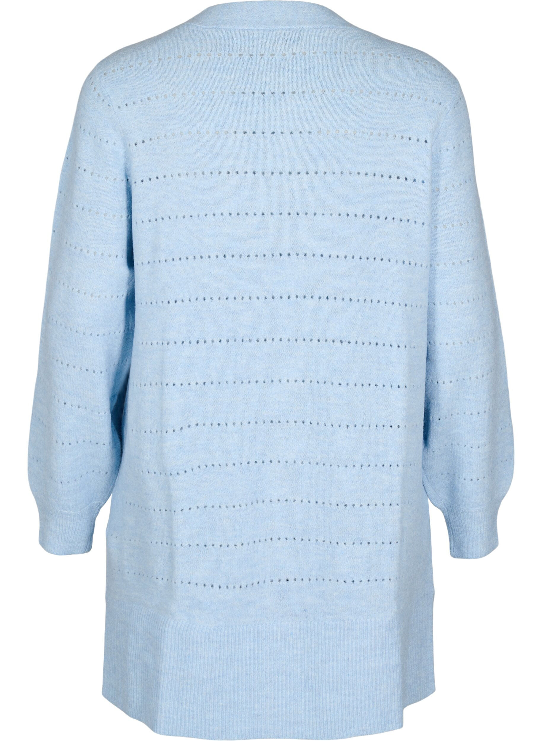 ZizziLange gebreide cardigan met een kantpatroon, Cashmere Blue Mel., Packshot image number 1