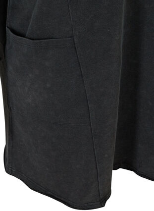 Robe pull en coton avec lavage à l'acide et poches, Black Acid Washed, Packshot image number 3