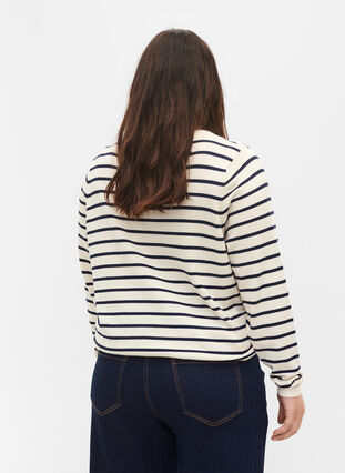 Top en viscose tricoté à manches longues, Birch W/Stripes, Model image number 1
