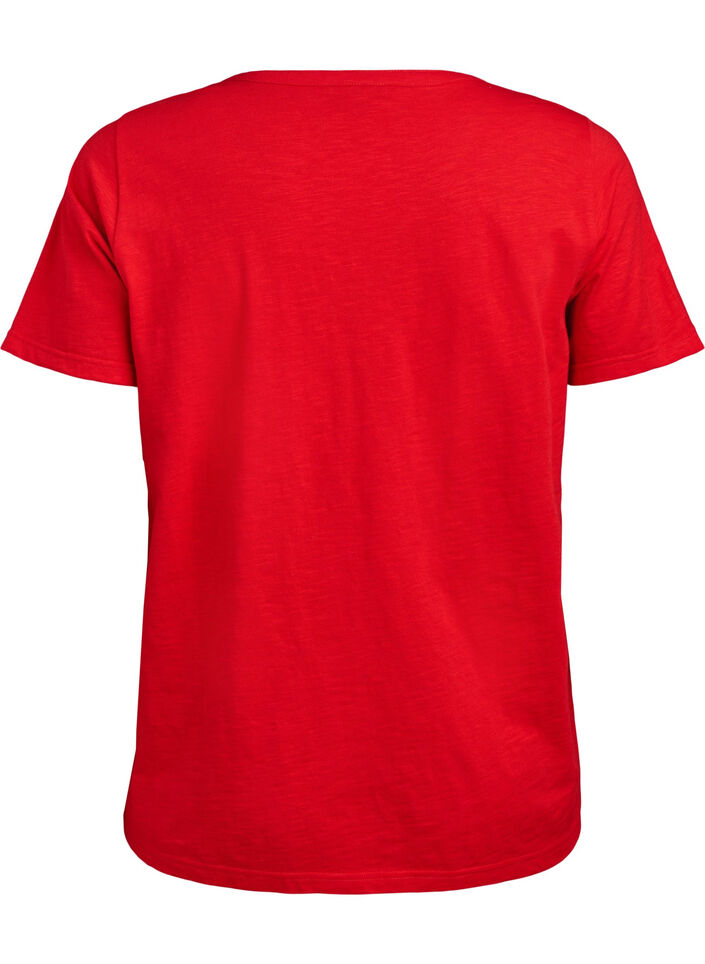 FLASH - T-shirt met knoopdetail, Rood, Packshot image number 1