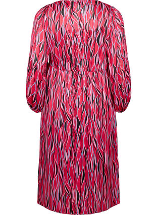 Robes midi à manches longues avec imprimé, Fuchsia Pink AOP, Packshot image number 1