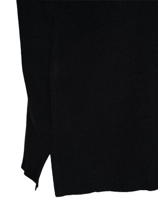 Gilet tricoté avec col rond et fente, Black, Packshot image number 3