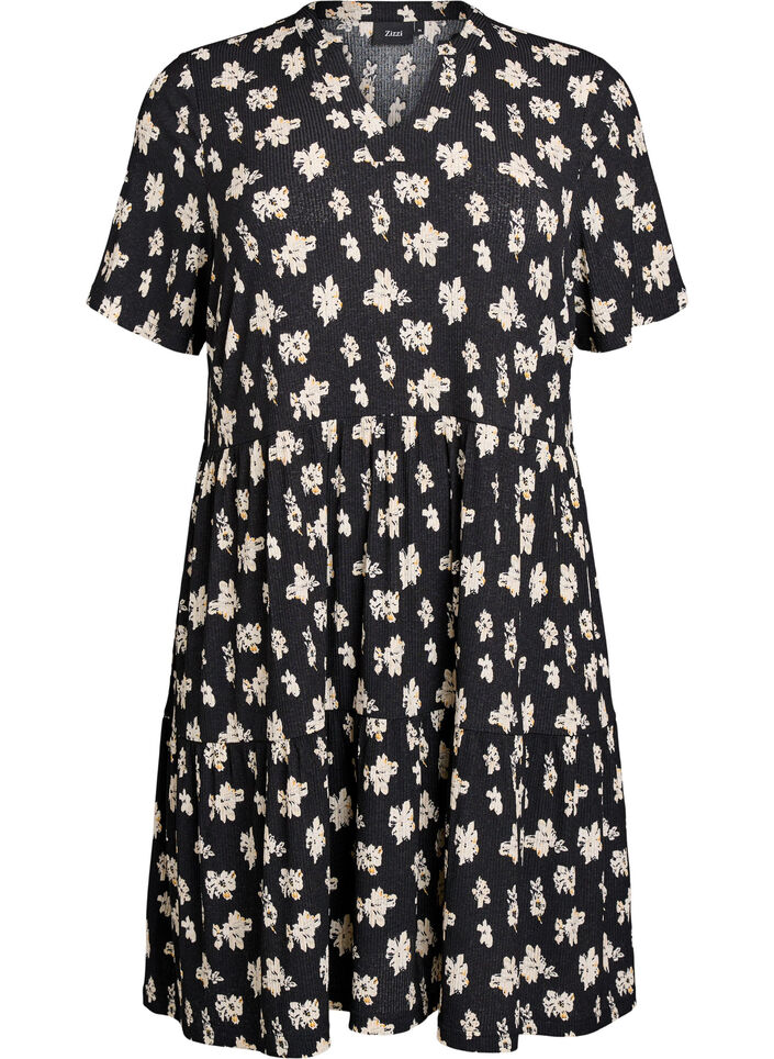 Robe &agrave; motifs avec empi&egrave;cements, Noir, Packshot image number 0