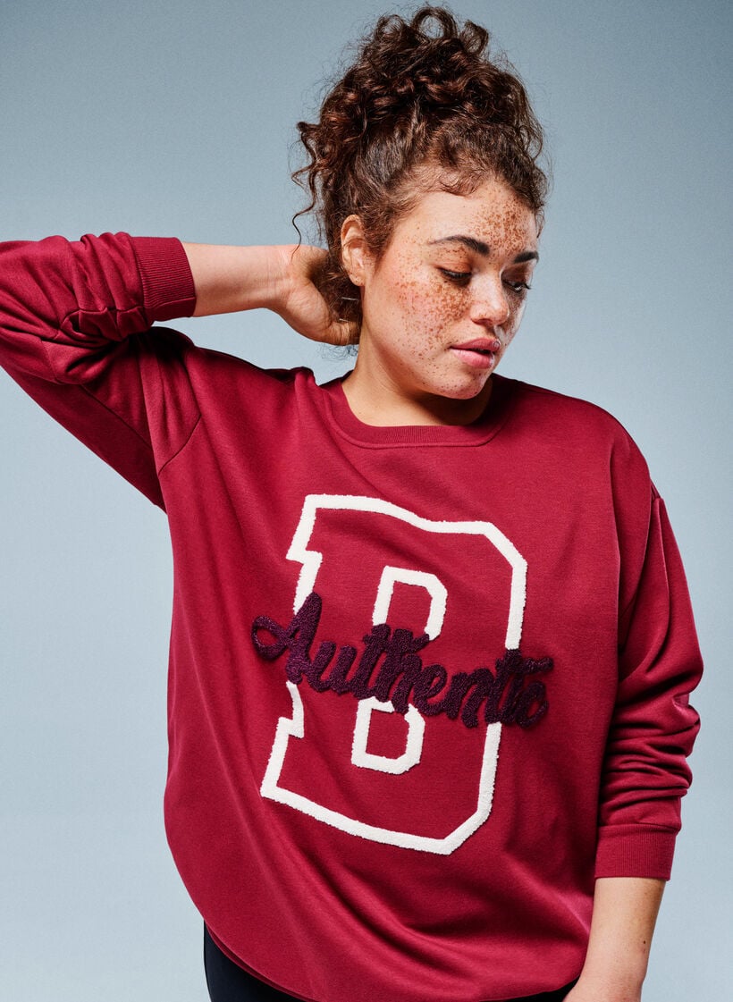 Sweatshirt met motief aan de voorkant, Donker Bordeaux, Image image number 0