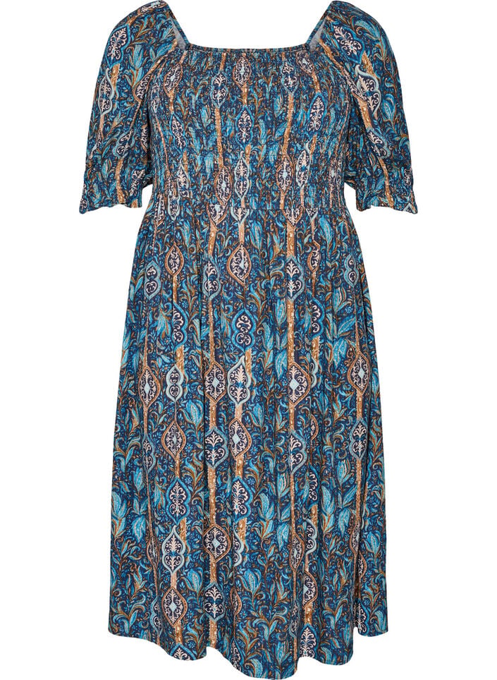 Robe d'&eacute;t&eacute; en viscose &agrave; imprim&eacute; paisley, Bleu, Packshot image number 0