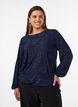 Blouse transparente avec texture florale et manches longues, Bleu, Model image number 0