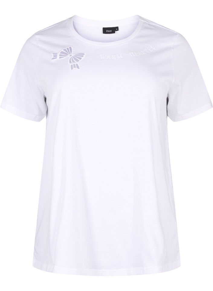 T-shirt en coton biologique avec nœud, Bright White, Packshot image number 0
