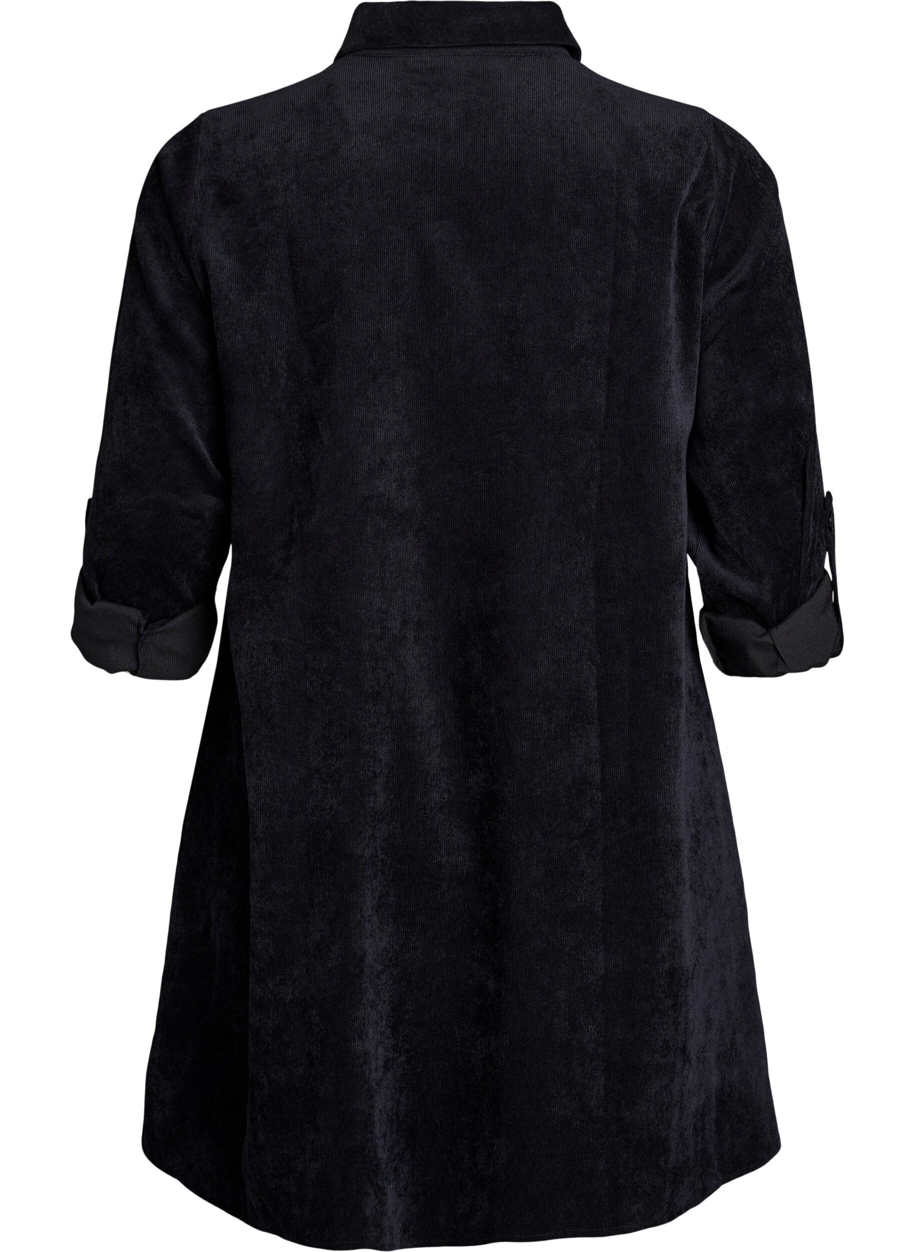 ZizziFluwelen jurk met rits en 3/4 mouwen, Zwart, Packshot image number 1