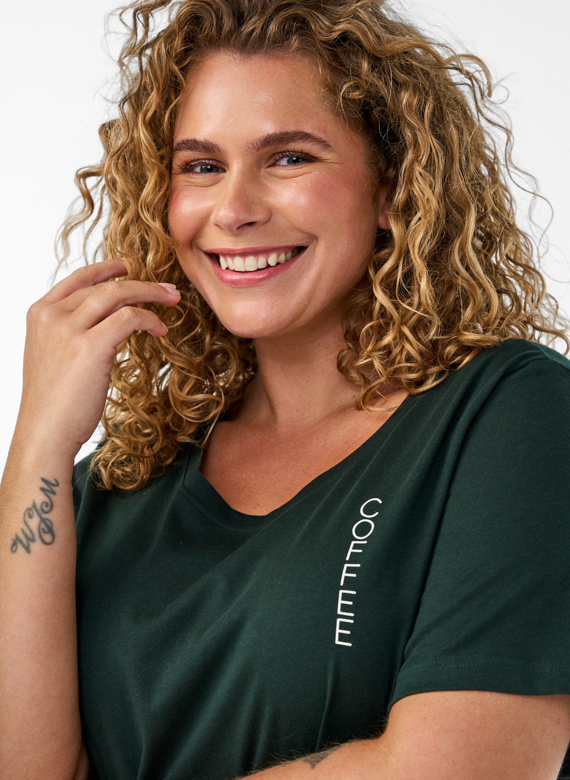 ZizziChemise de nuit midi en coton biologique, Vert, Model image number 2