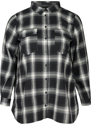 Chemise à carreaux avec poches poitrine, Black checked, Packshot image number 0