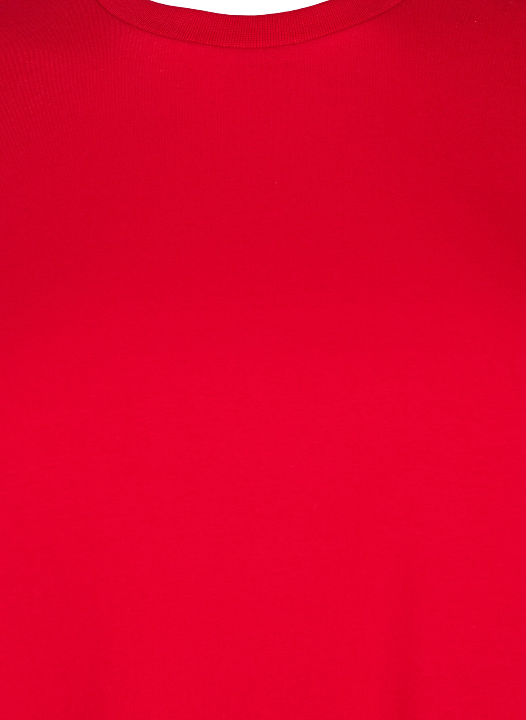 Zizzi T-shirt en coton biologique avec col rond, Salsa, Packshot image number 2