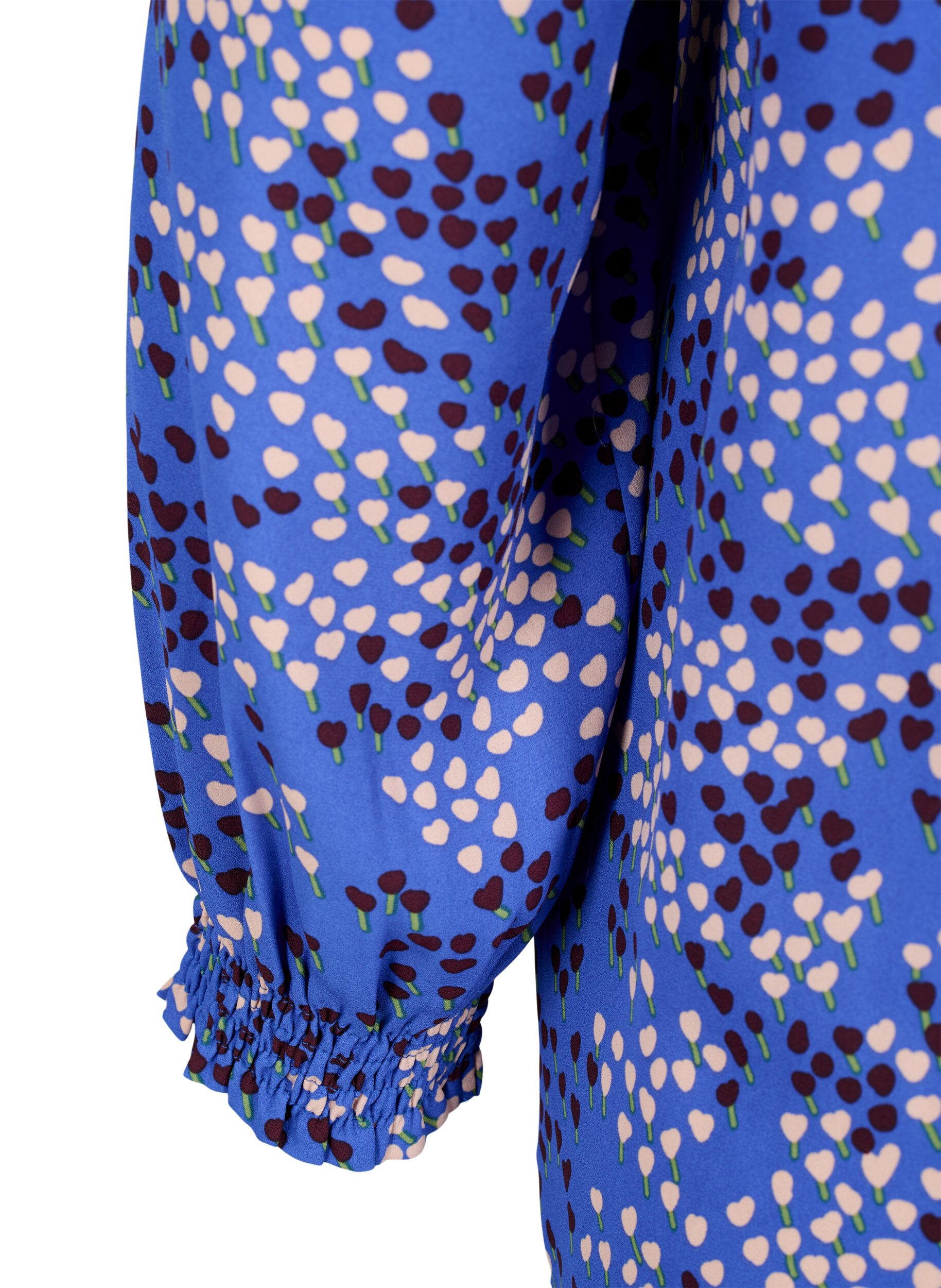 ZizziFLASH - Blouse met lange mouwen, smok en print, Dazzling Blue AOP, Packshot image number 3