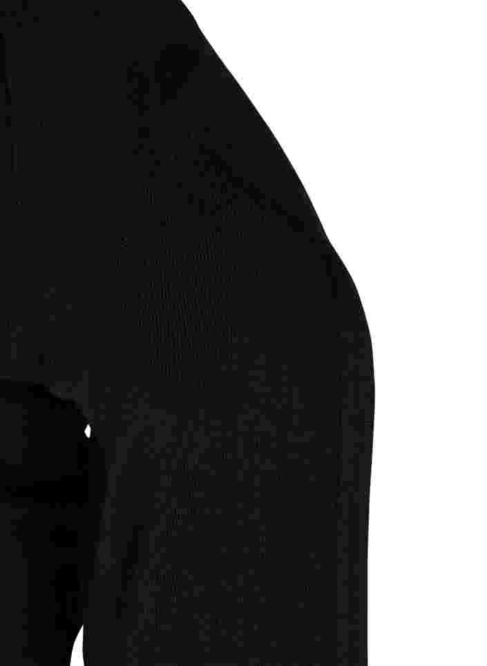 Gebreide vest met ruches en zakken, Black, Packshot image number 2