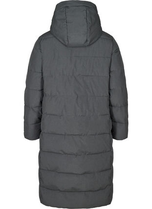 Veste d'hiver matelassée longue à capuche, Dark Grey Melange, Packshot image number 1