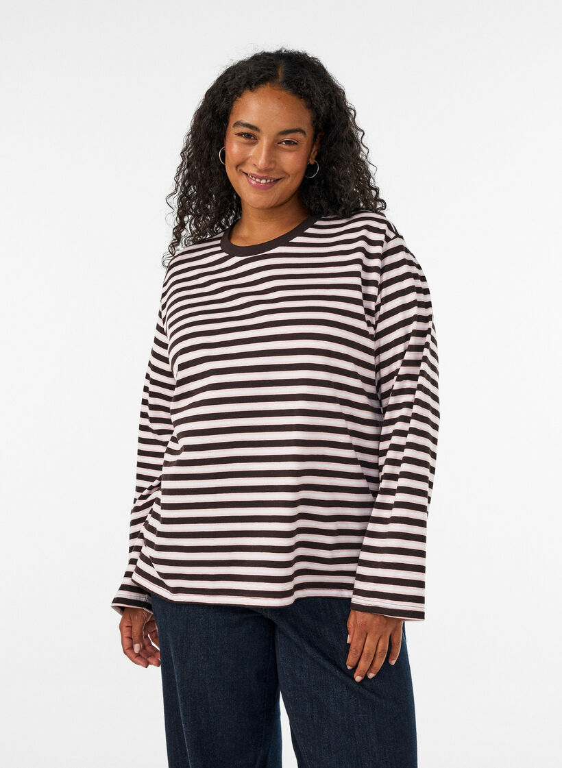 Basic T-shirt met lange mouwen, Roze, Model image number 0