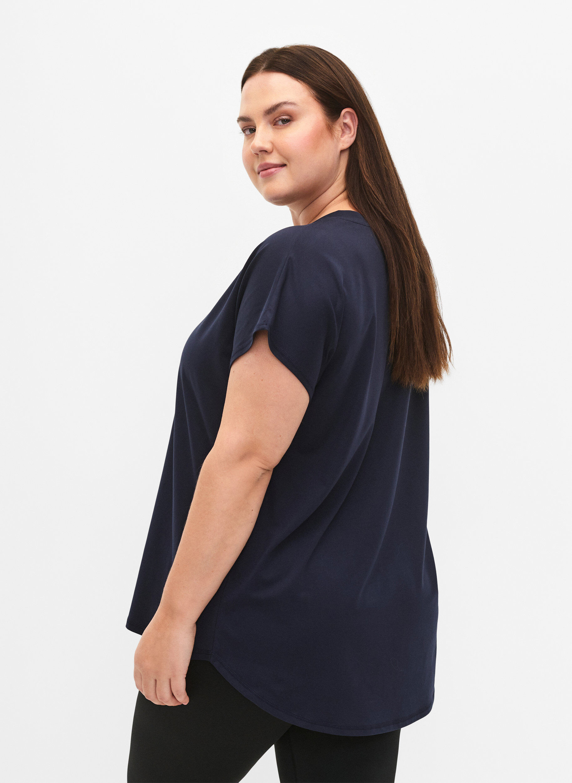 Zizzi T-shirt de sport avec col en V, Night Sky, Model image number 1