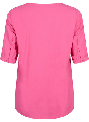 FLASH - Katoenen blouse met halflange mouwen, Raspberry Rose, Packshot image number 1