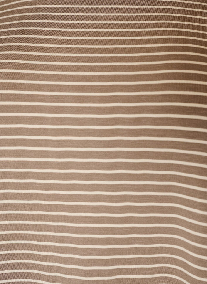 Gestreept T-shirt in viscose met een ronde hals, Beige, Packshot image number 2