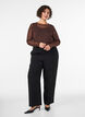 Transparante mesh blouse met strassteentjes, Bruin, Model image number 1