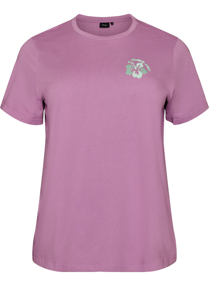 T-shirt van biologisch katoen met print op de rug, Roze, Packshot image number 0