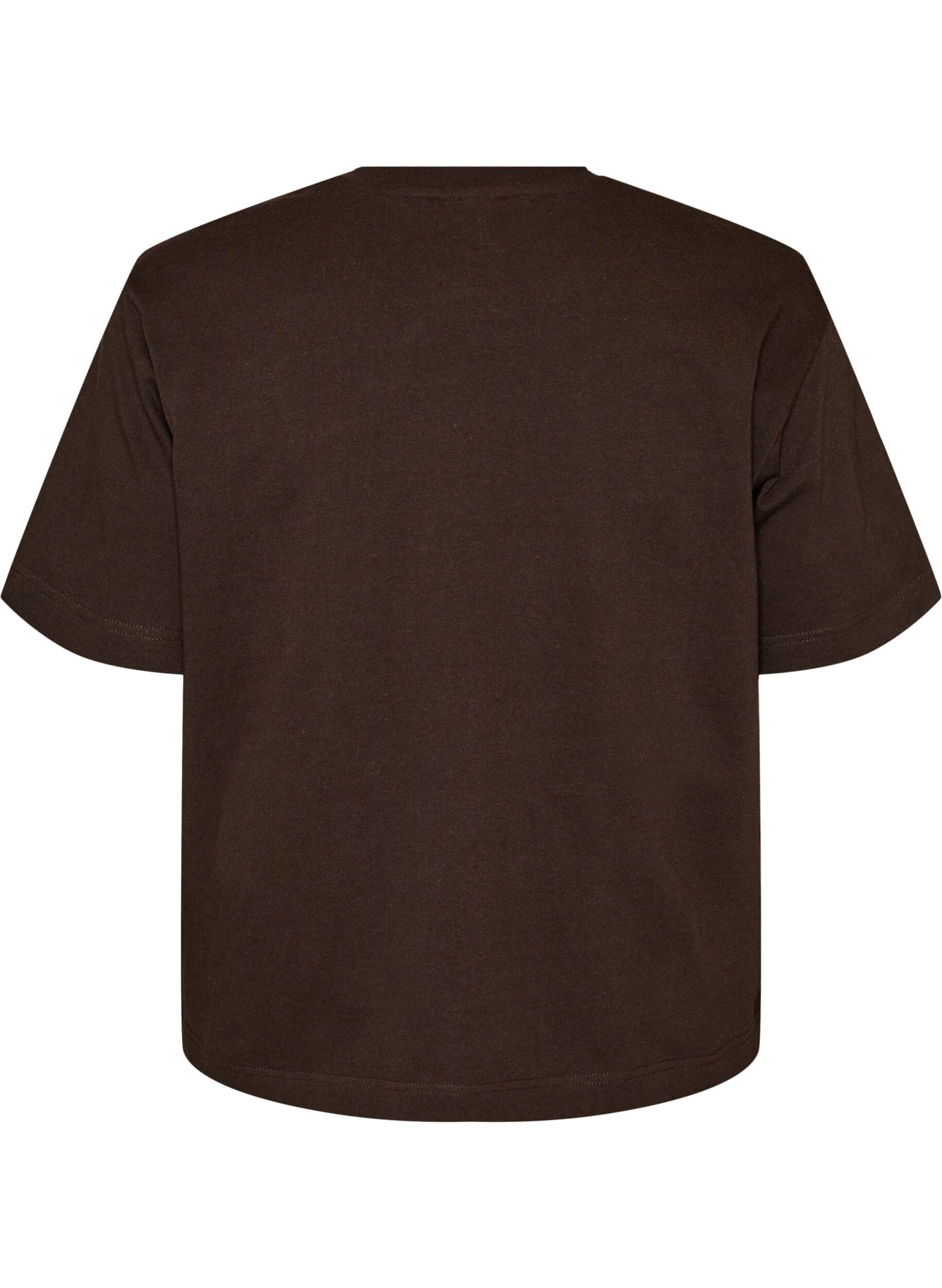 ZizziBoxy katoenen T-shirt, Bruin, Packshot image number 1