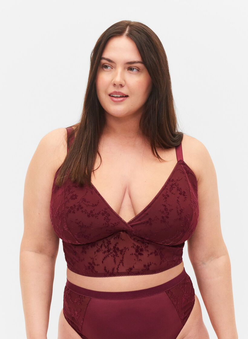 Licht gewatteerde kanten beha, Bordeaux Ass, Model image number 0