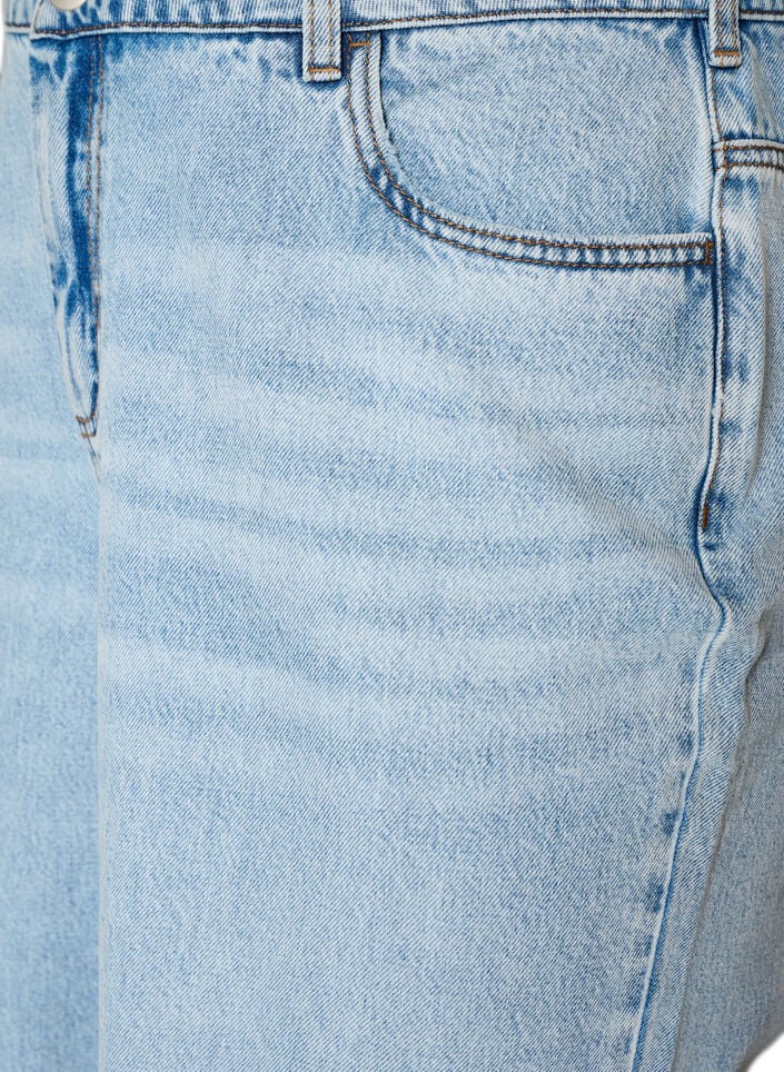 Gecropte jeans met een versleten look en rafelige randen, Blauw, Packshot image number 2